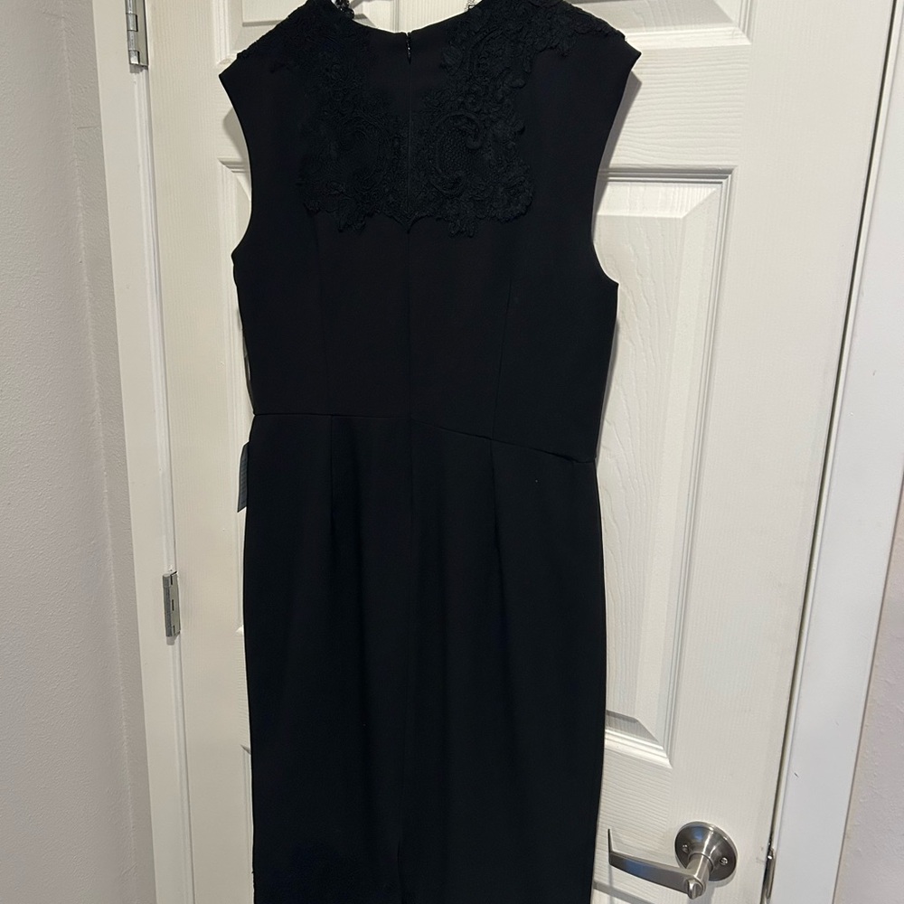NWT Maggy London Elegant Black Sleeveless Dress with Lace Detail